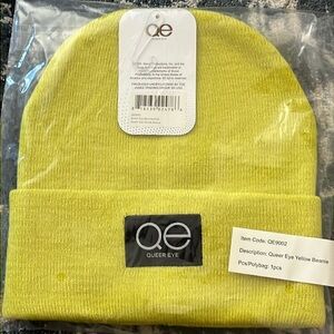 QE Queer Eye Woven Yellow Beanie brand new in package unisex one size fits most